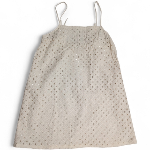 Vitamin A Eyelet Tie Shoulder Swim Coverup White Mini Beach Dress Sz M - Picture 7 of 8